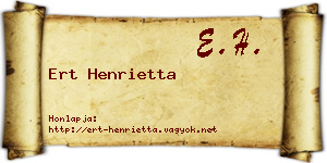 Ert Henrietta névjegykártya